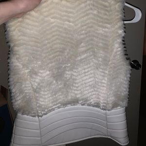 Leather vest with fur